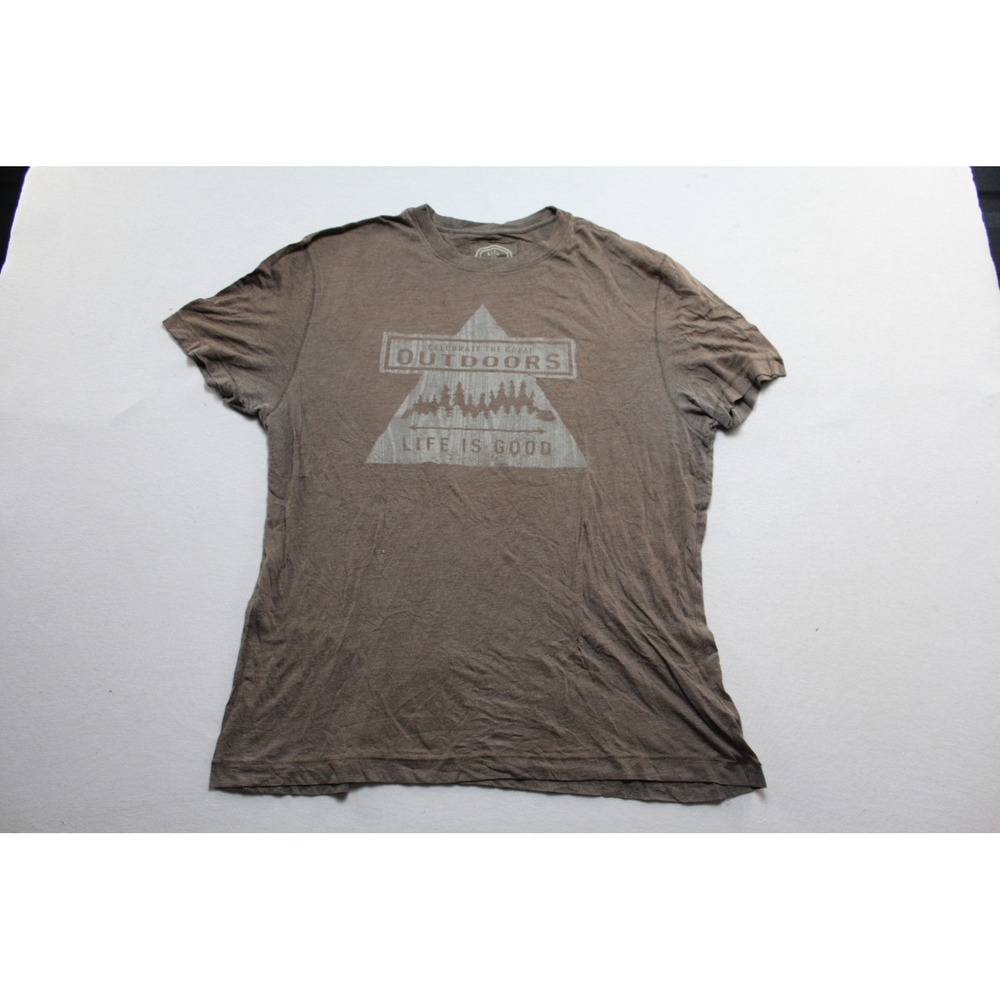 Life is Good Graphic Tee Mens Large Brown Excellent Celebrate Great Outdoors